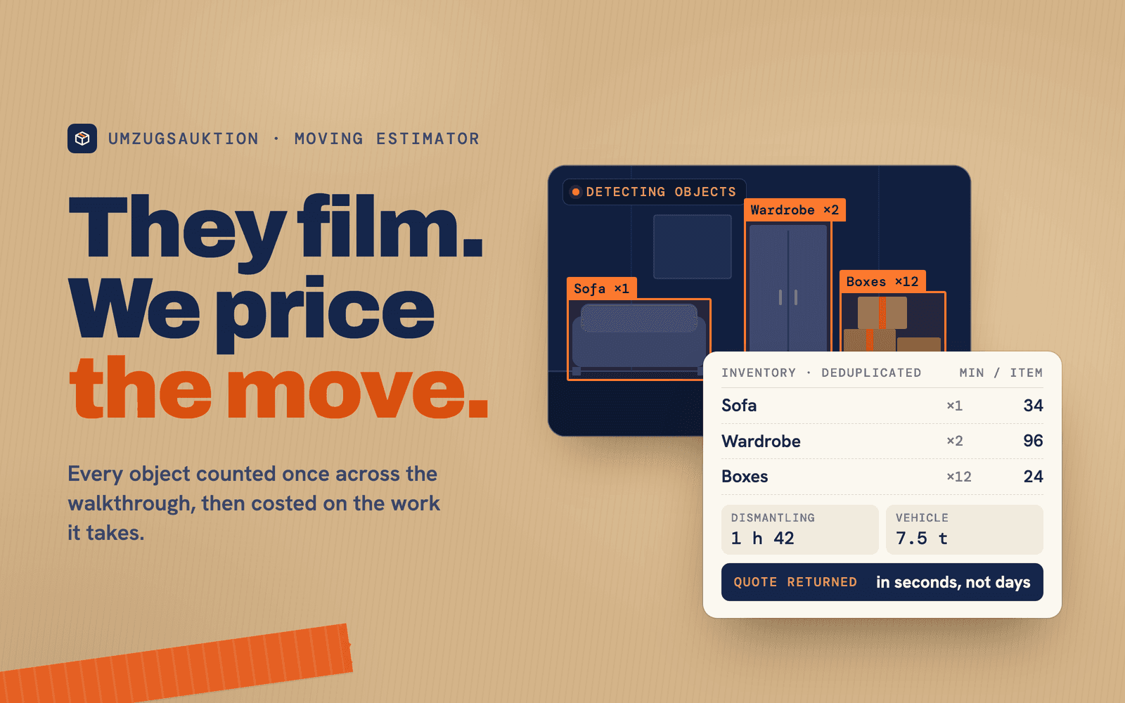 Moving Estimator — A walkthrough video in, a removals quote in seconds