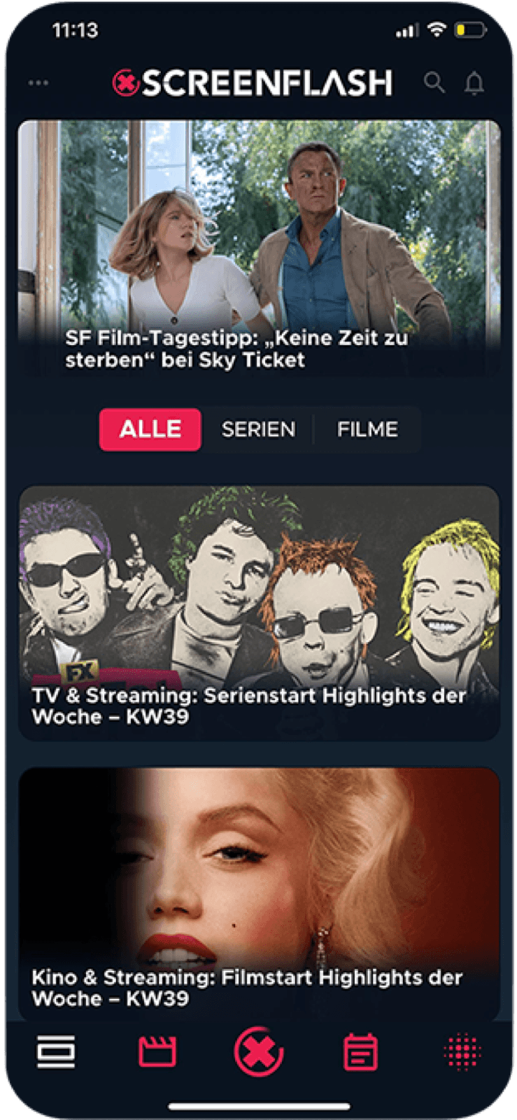 Daily film and series recommendations feed