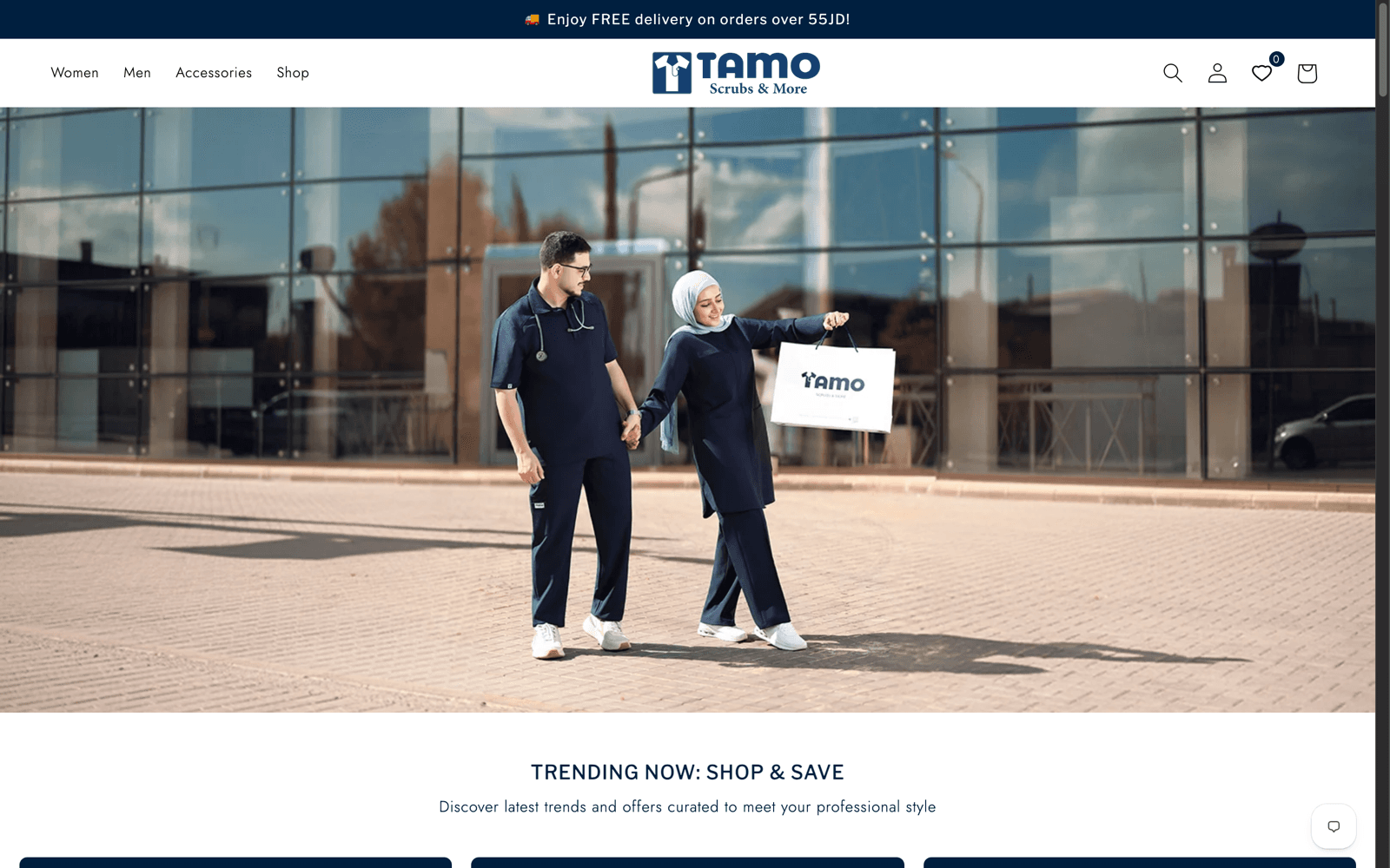 Tamo Scrubs — Multi-market Shopify commerce for a medical scrubs brand